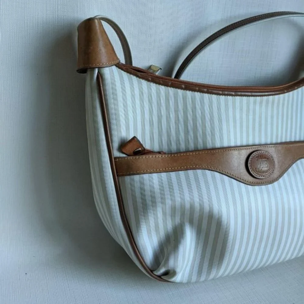 Allan Edward Shoulder Bag Striped Leather Accents Hobo Handbag